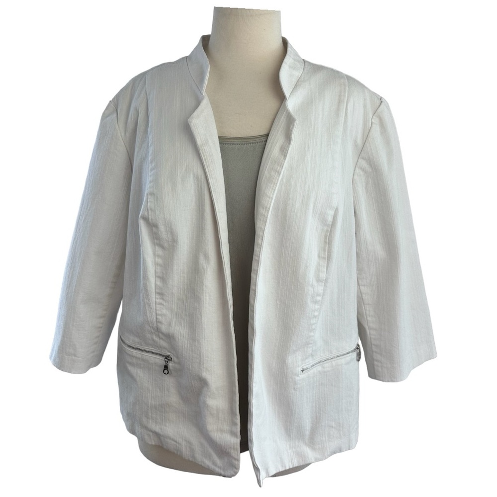ROZ & Ali White Women’s 3/4 Sleeves Jacket Size 2X